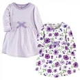 thumbnail image 1 of Touched by Nature Baby and Toddler Girl Organic Cotton Long-Sleeve Dresses 2pk, Purple Garden, 6-9 Months, 1 of 3