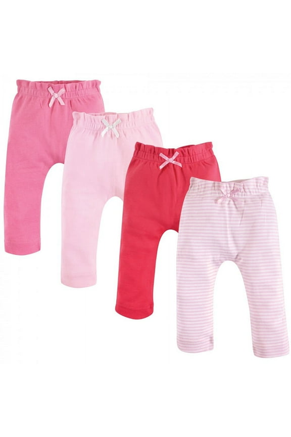 Baby and Toddler Girl Organic Cotton Pants 4pk, Lt. Pink Coral, 0-3 Months