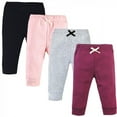 thumbnail image 1 of Touched by Nature Baby and Toddler Girl Organic Cotton Pants 4pk, Pink Burgundy, 18-24 Months, 1 of 6
