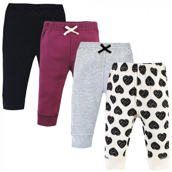 Touched by Nature Baby and Toddler Girl Organic Cotton Pants, Heart, 12-18 Months