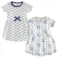 thumbnail image 1 of Touched by Nature Baby and Toddler Girl Organic Cotton Short-Sleeve Dresses 2pk, Blue Elephant, 9-12 Months, 1 of 3