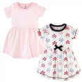 thumbnail image 1 of Touched by Nature Baby and Toddler Girl Organic Cotton Short-Sleeve Dresses 2pk, Floral Dot, 18-24 Months, 1 of 3