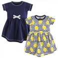 thumbnail image 1 of Touched by Nature Baby and Toddler Girl Organic Cotton Short-Sleeve Dresses 2pk, Lemons, 4 Toddler, 1 of 1