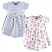 Touched by Nature Baby and Toddler Girl Organic Cotton Short-Sleeve Dresses 2pk, Pink Rose, 0-3 Months