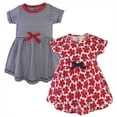 thumbnail image 1 of Touched by Nature Baby and Toddler Girl Organic Cotton Short-Sleeve Dresses 2pk, Red Flowers, 12-18 Months, 1 of 3