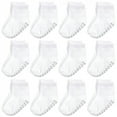 thumbnail image 1 of Touched by Nature Baby and Toddler Organic Cotton Blend Socks with Non-Skid Gripper for Fall Resistance, White, 2-4 Toddler, 1 of 2
