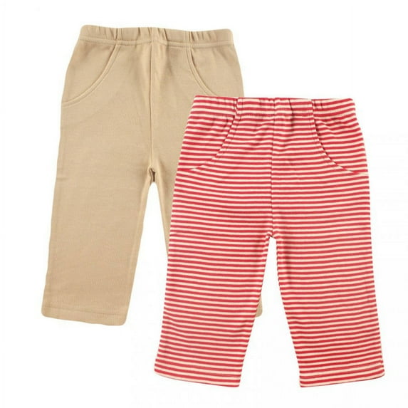 Touched by Nature Baby and Toddler Organic Cotton Pants 2pk, Red, 0-3 Months
