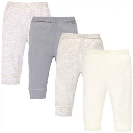 Touched by Nature Baby and Toddler Organic Cotton Pants 4pk, Heather Gray Oatmeal, 2 Toddler