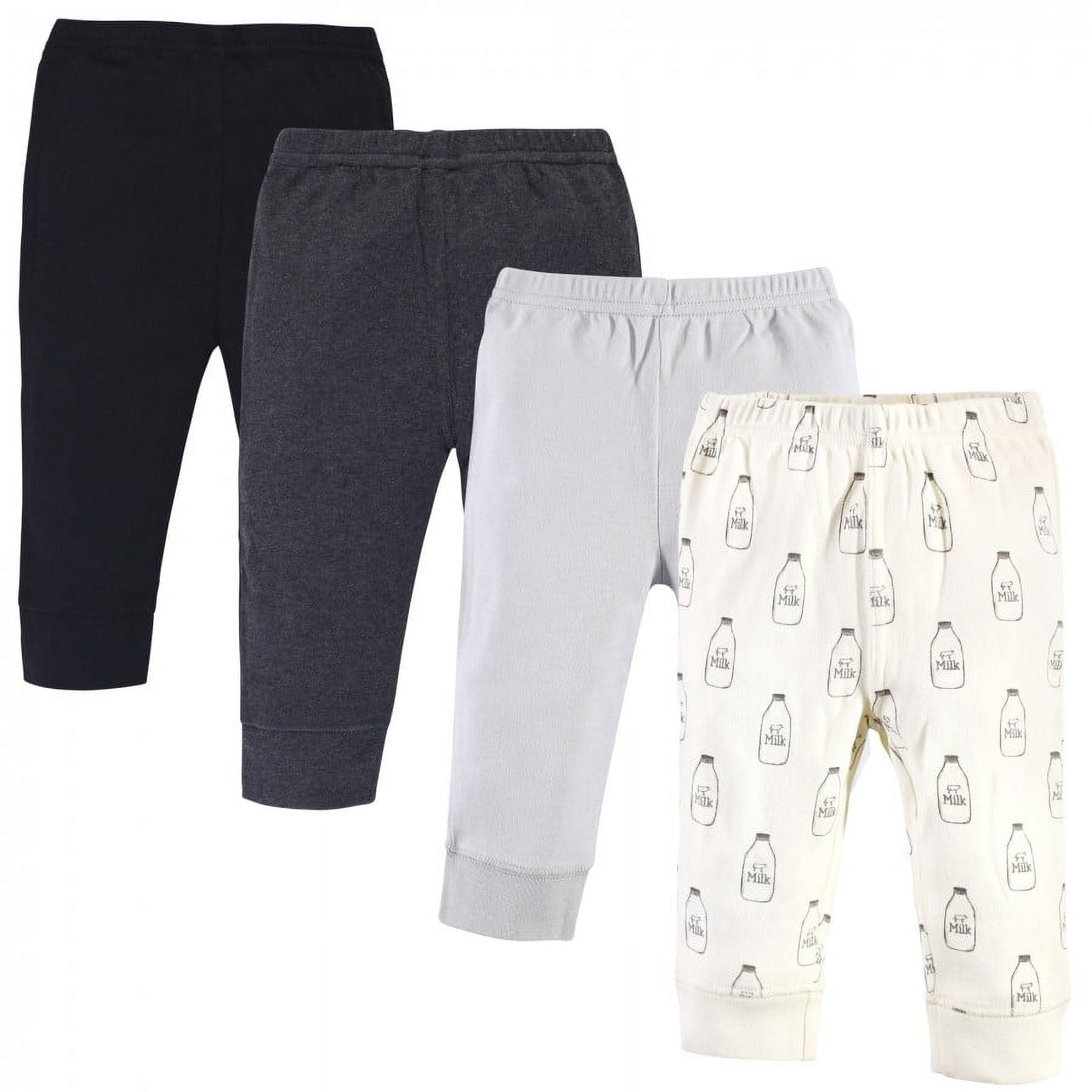Touched by Nature Baby and Toddler Organic Cotton Pants 4pk, Milk, 6-9 Months