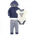thumbnail image 1 of Touched by Nature Baby and Toddler Unisex Organic Cotton Hoodie, Bodysuit or Tee Top, and Pant, Stripe Elephant, 0-3 Months, 1 of 1