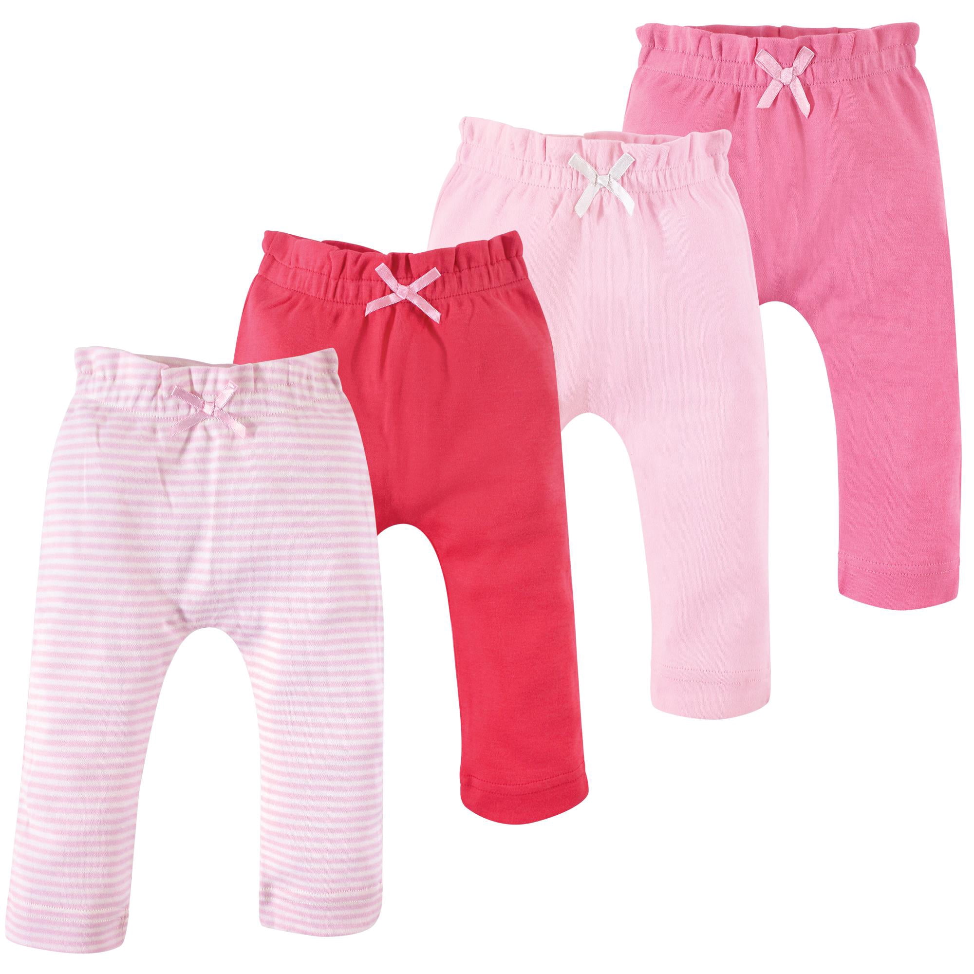 Touched by Nature Basics Infant Baby Organic Cotton Pants 4-Pack, Blushing Coral, 12-18 Months