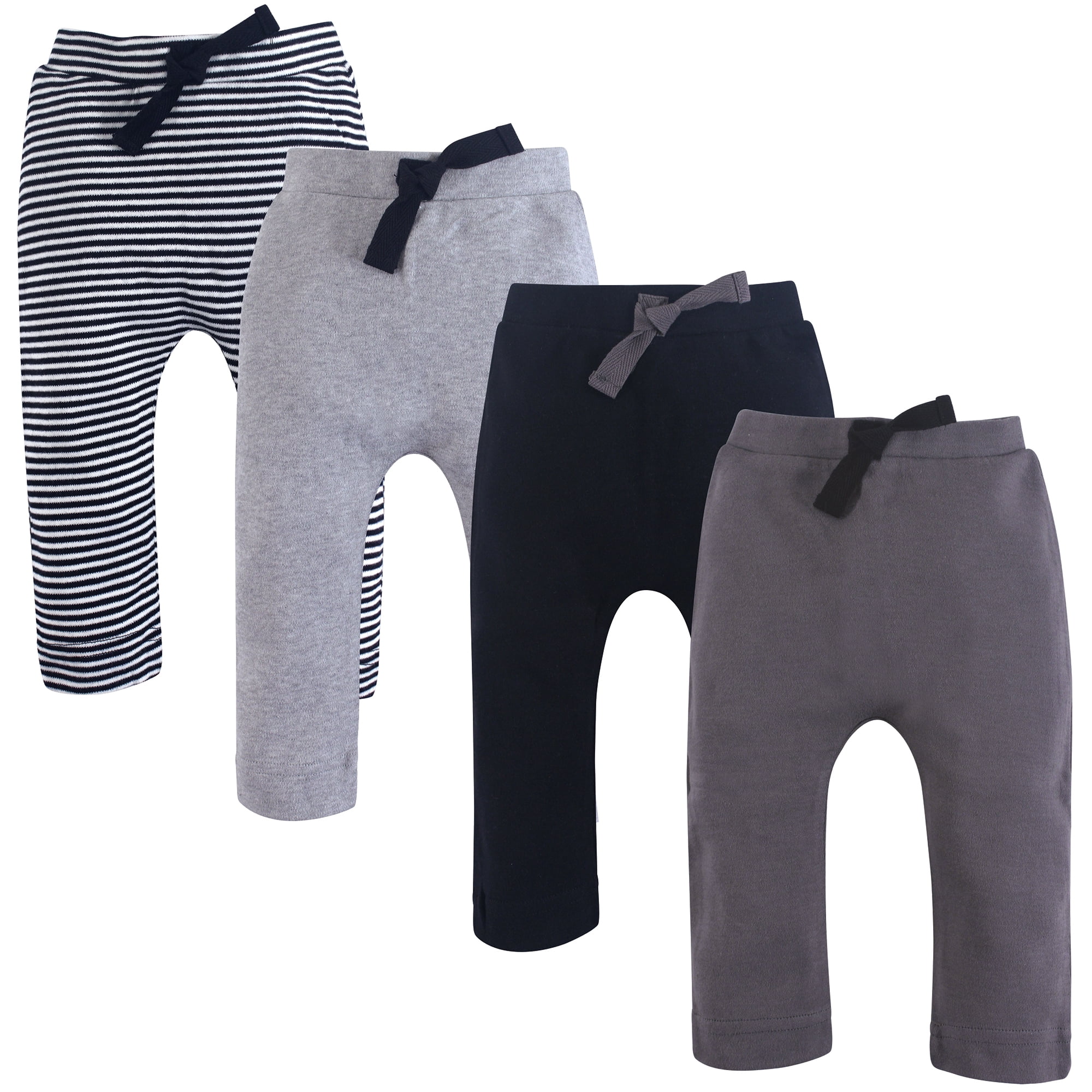 Touched by Nature Basics Infant Baby Organic Cotton Pants 4-Pack, Charcoal and Slate, 18-24 Months