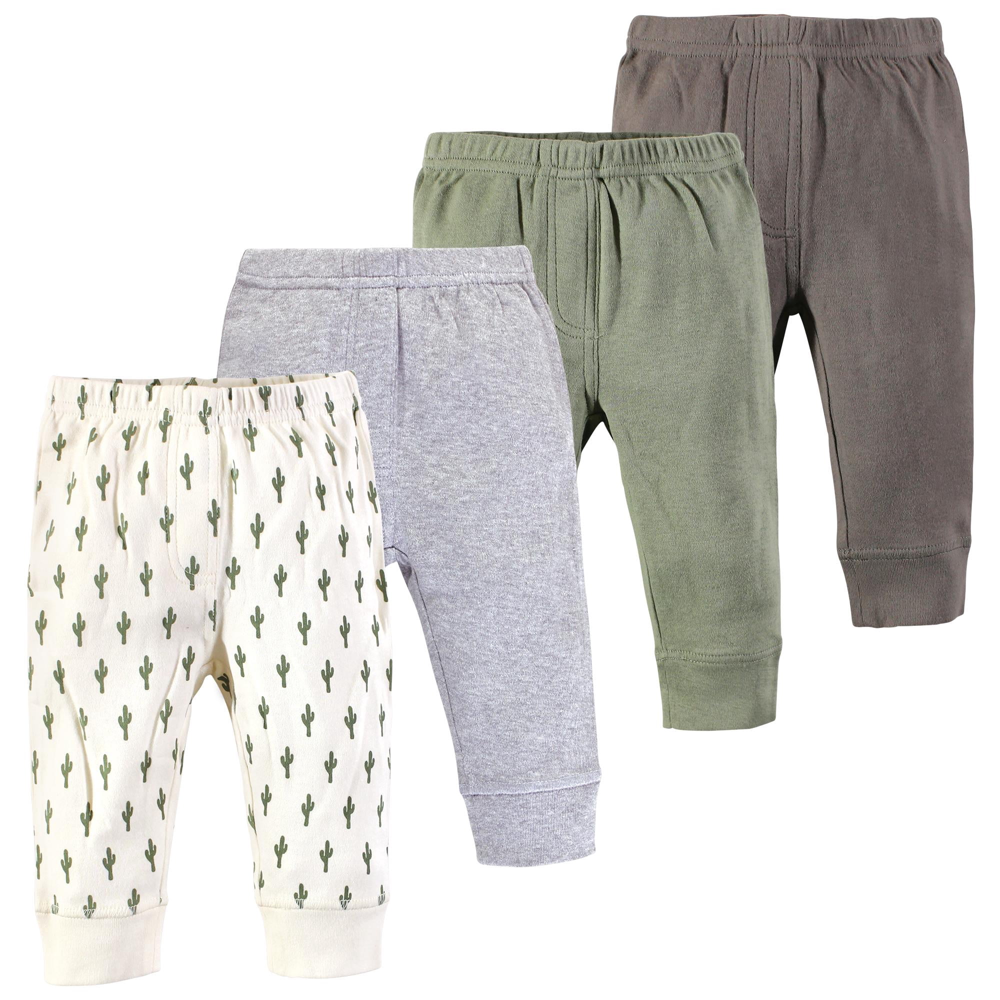 Touched by Nature Basics Infant Baby Organic Cotton Pants 4-Pack, Desert Sage, 9-12 Months