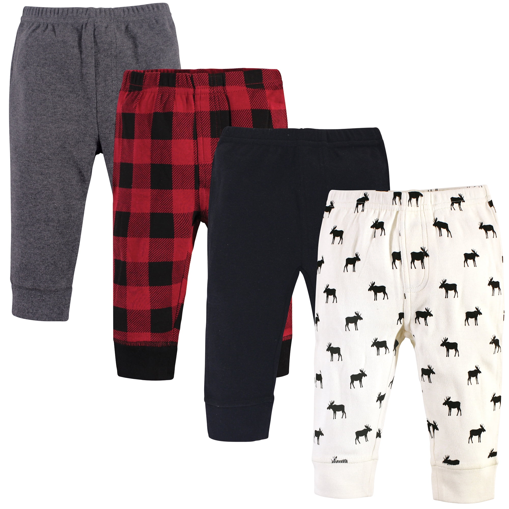 Touched by Nature Basics Infant Baby Organic Cotton Pants 4-Pack, Forest Explorer, 3T