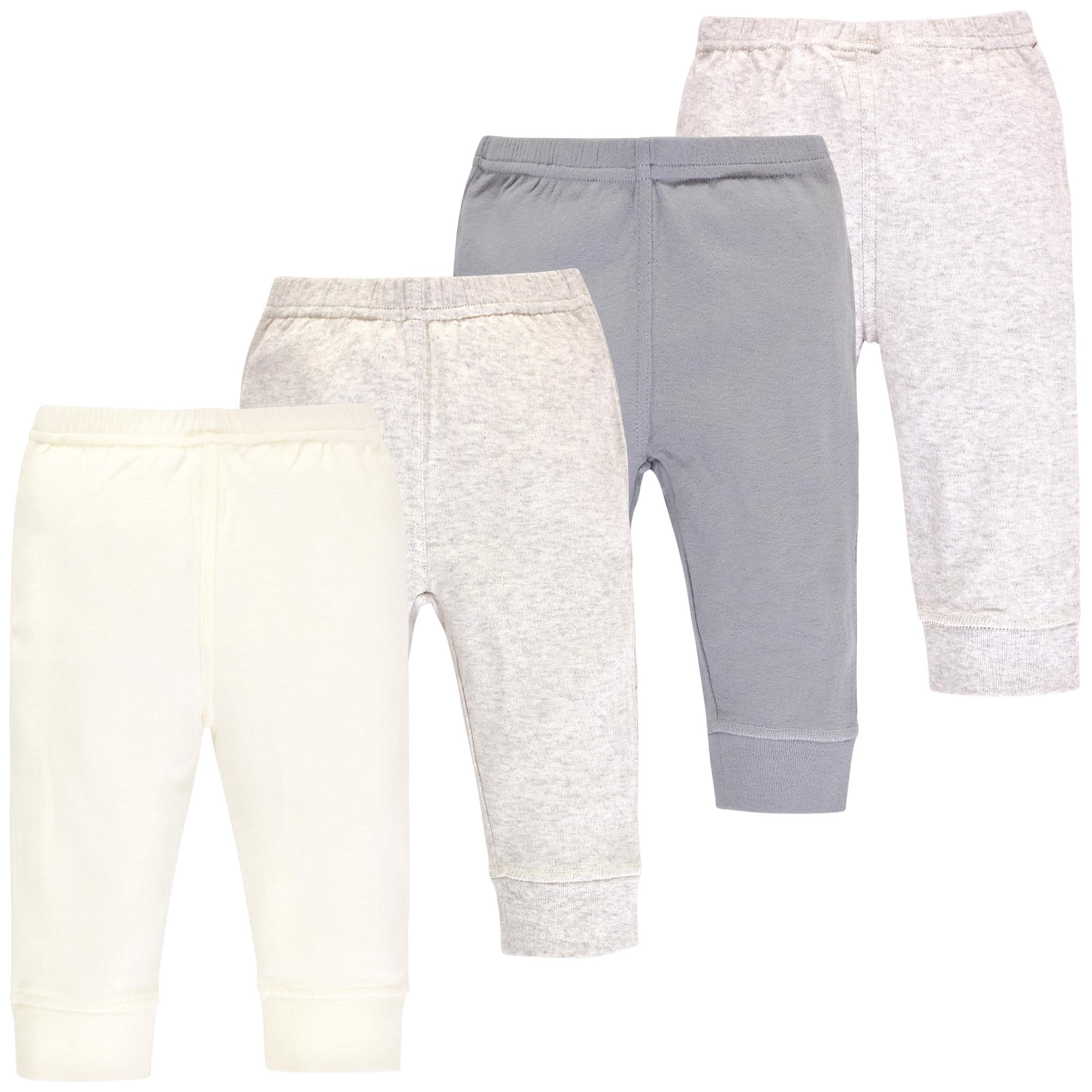 Touched by Nature Basics Infant Baby Organic Cotton Pants 4-Pack, Gentle Earth, 0-3 Months