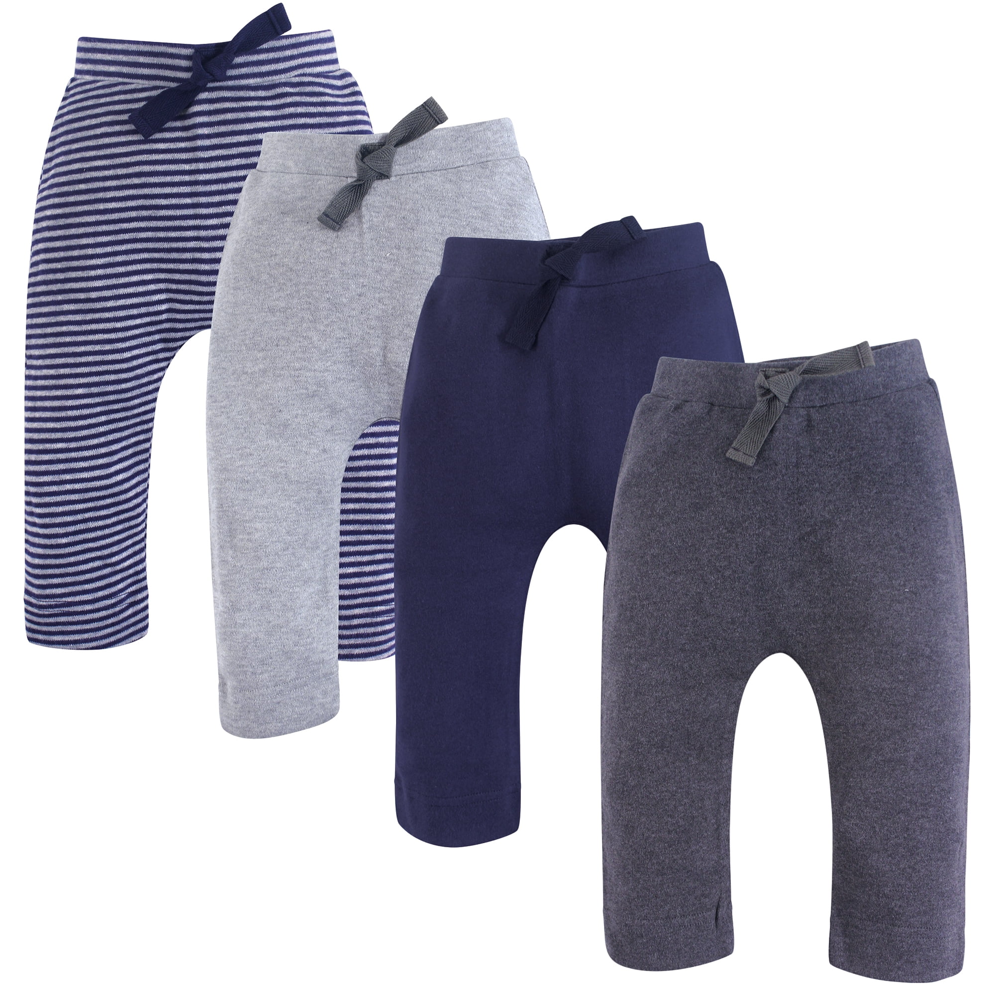 Touched by Nature Basics Infant Baby Organic Cotton Pants 4-Pack, Ocean Stone, 0-3 Months