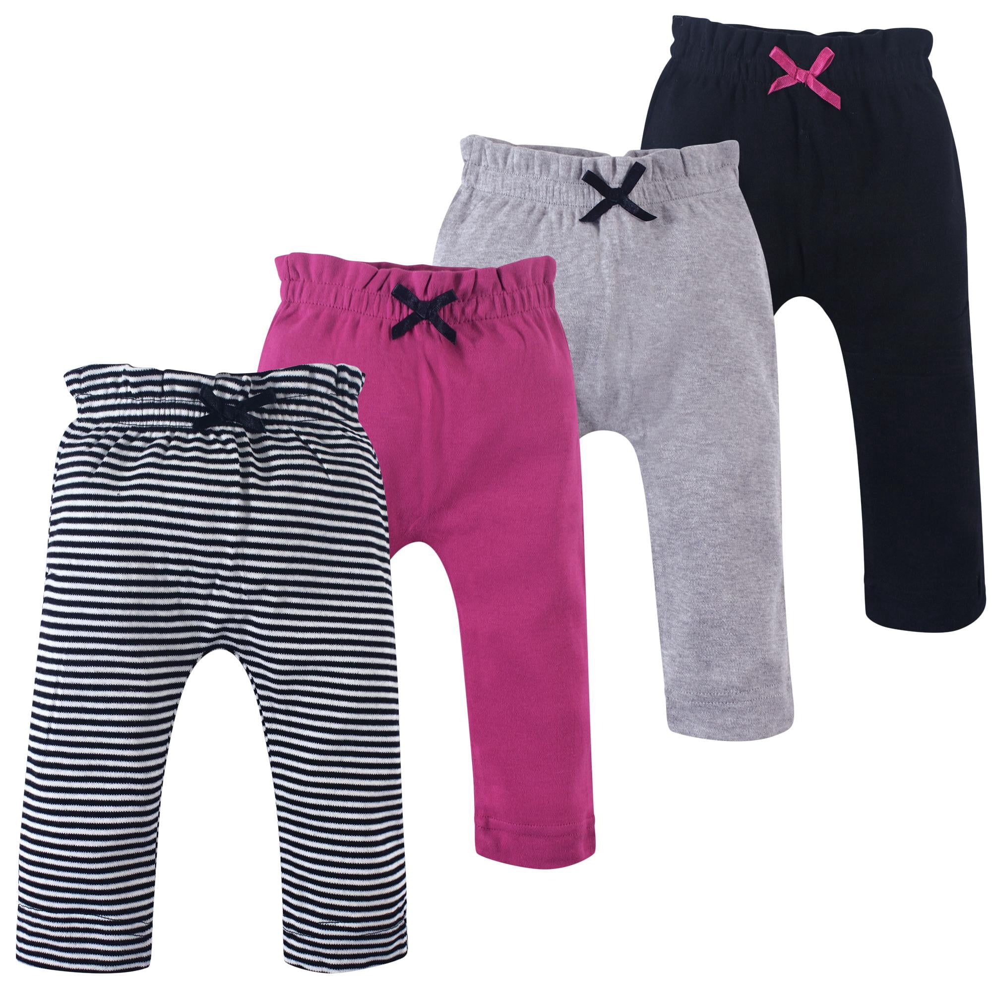 Touched by Nature Basics Infant Baby Organic Cotton Pants 4-Pack, Rosy Onyx, 9-12 Months