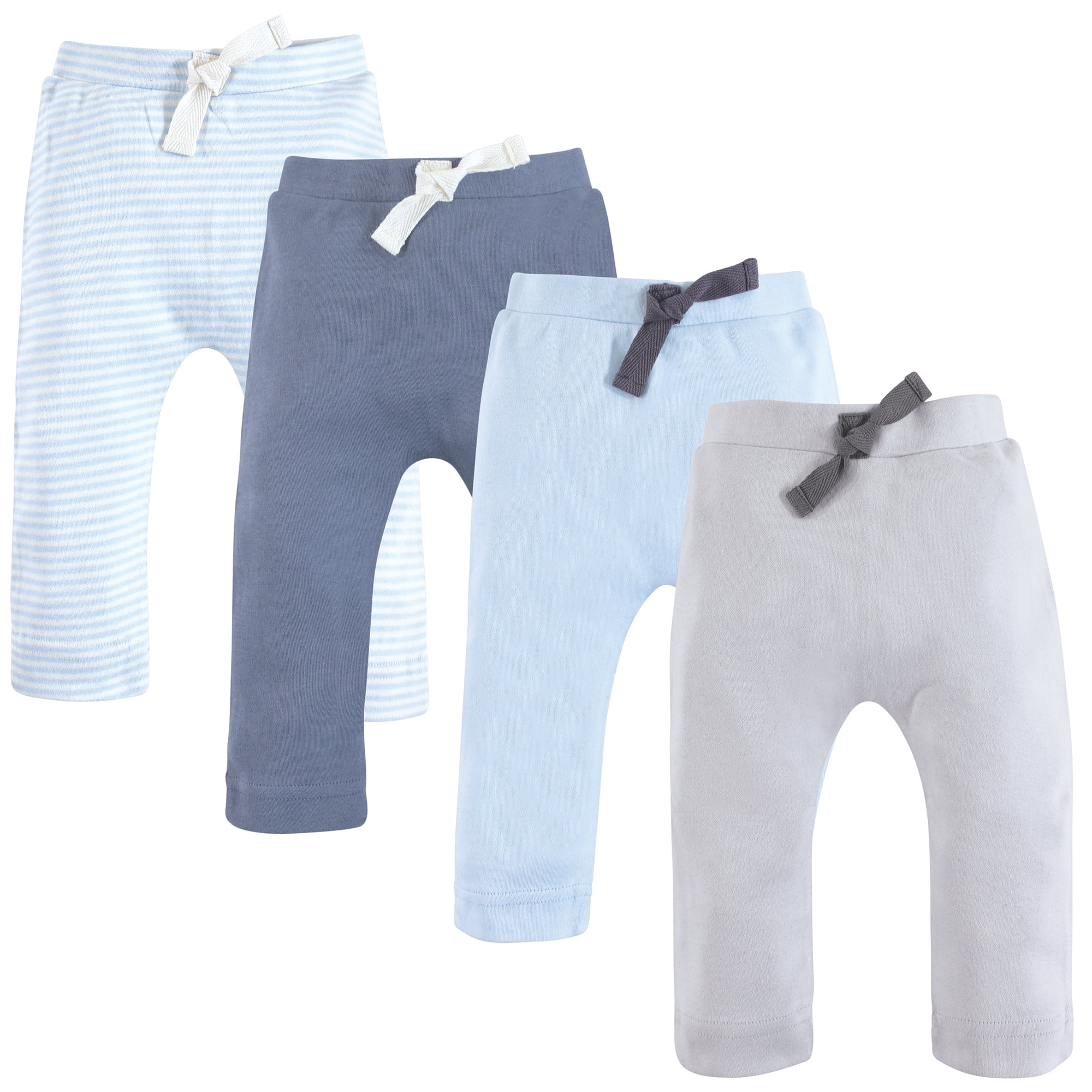 Touched by Nature Basics Infant Baby Organic Cotton Pants 4-Pack, Sky Stone Mix, 0-3 Months