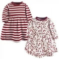 thumbnail image 1 of Touched by Nature Big Girls and Youth Organic Cotton Long-Sleeve Dresses 2pk, Berry Branch, 6 Years, 1 of 1