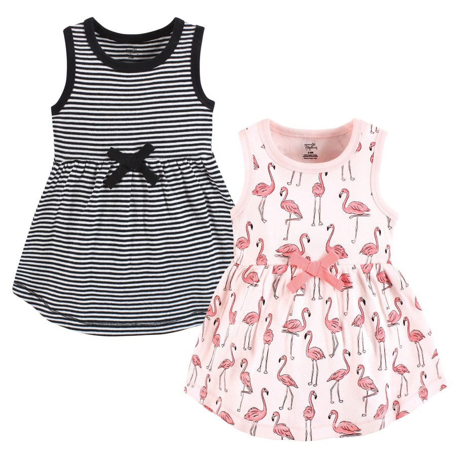Touched by Nature Girl Organic Cotton Dresses, Pink Flamingo, 6-9 Months