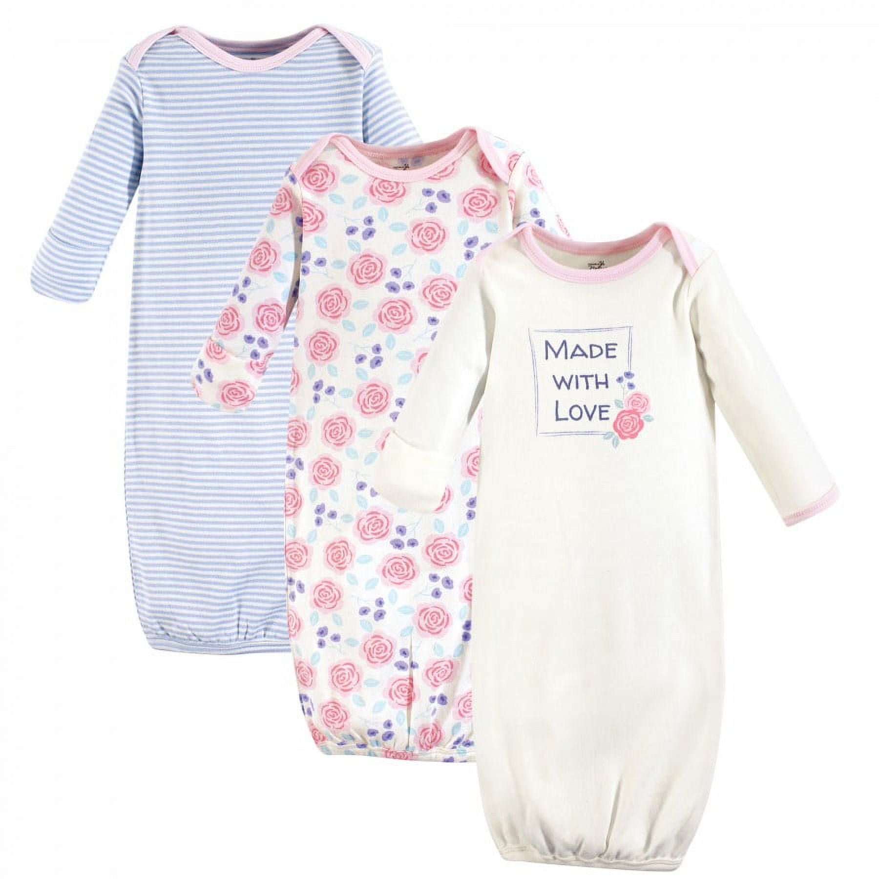 Touched by Nature Girl Organic Cotton Gowns, Pink Rose, Preemie/Newborn