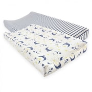 Touched by Nature High Quality Organic Cotton Changing Pad Cover, Moon, 2 Count