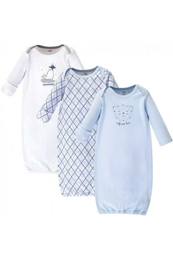 Infant Boy Organic Cotton Gowns, Infinite Love Bear, Preemie/Newborn