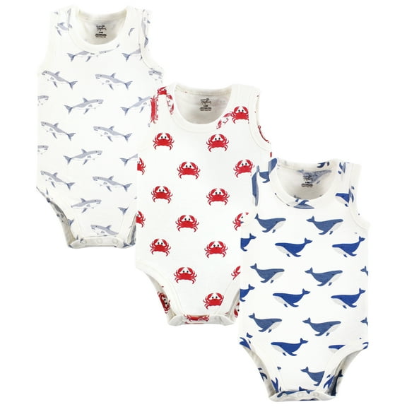 Touched by Nature Infant Boy Organic Cotton Sleeveless Bodysuits, Mystic Sea Creatures, Newborn