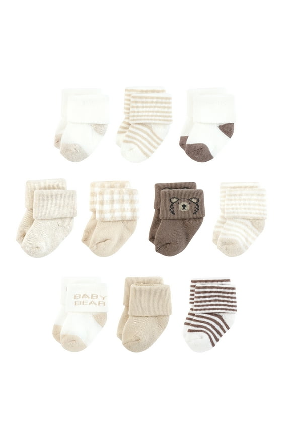 Infant Boy Organic Cotton Socks, Brown Bear, 6-12 Months