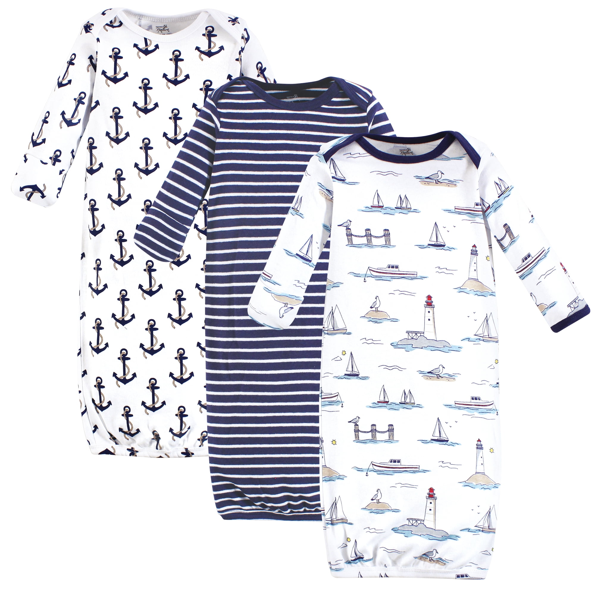 Touched by Nature Infant Boys Organic Cotton Gowns, Lighthouse Seagull, 0-6 Months
