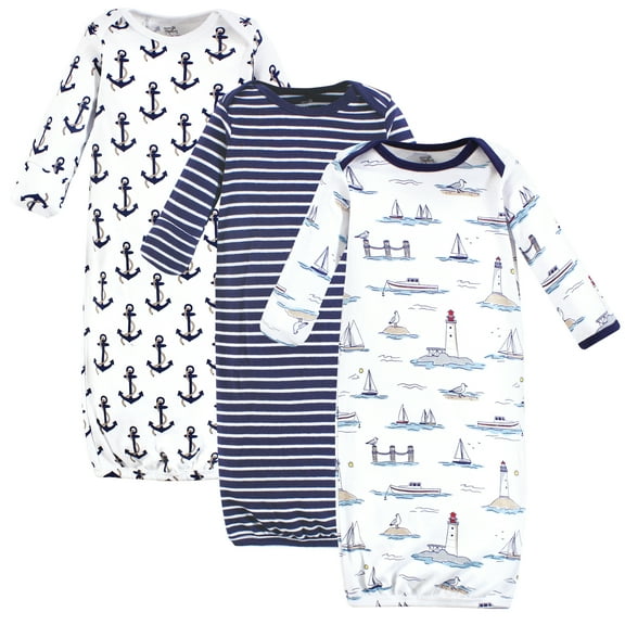 Touched by Nature Infant Boys Organic Cotton Gowns, Lighthouse Seagull, Preemie-Newborn