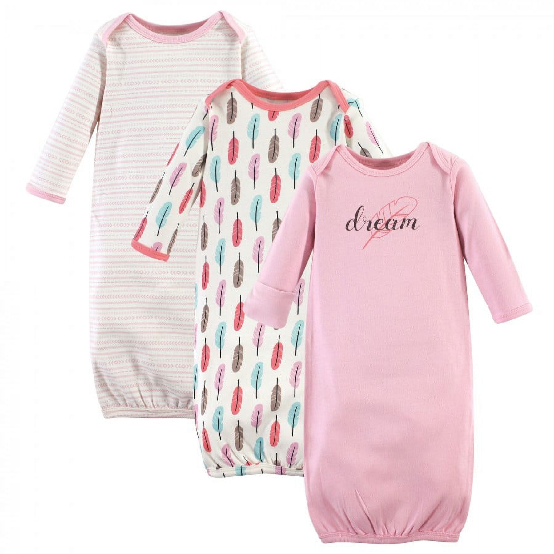 Touched by Nature Infant Girl Organic Cotton Gowns, Feathers, Preemie-Newborn