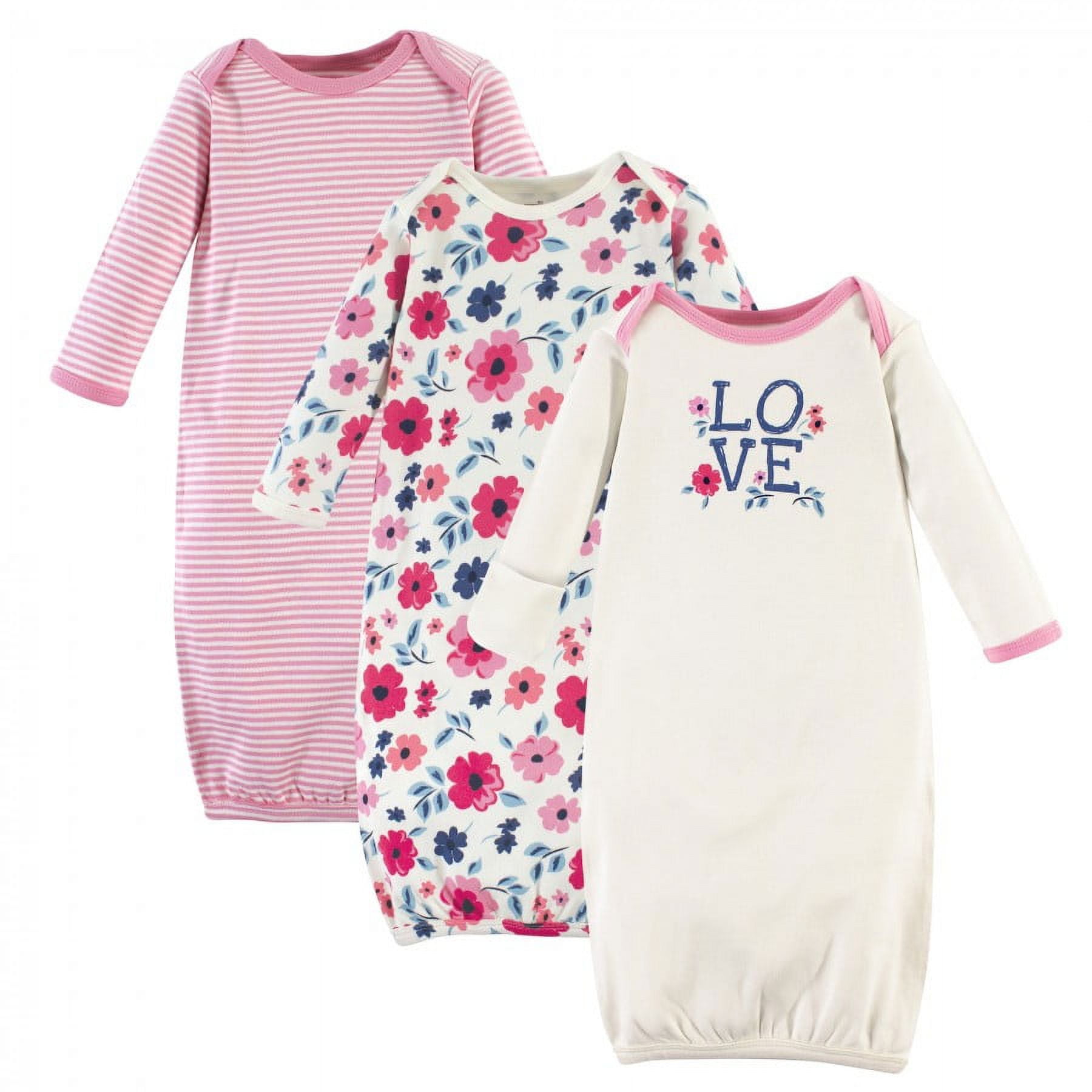Touched by Nature Infant Girl Organic Cotton Gowns, Garden Floral, Preemie/Newborn