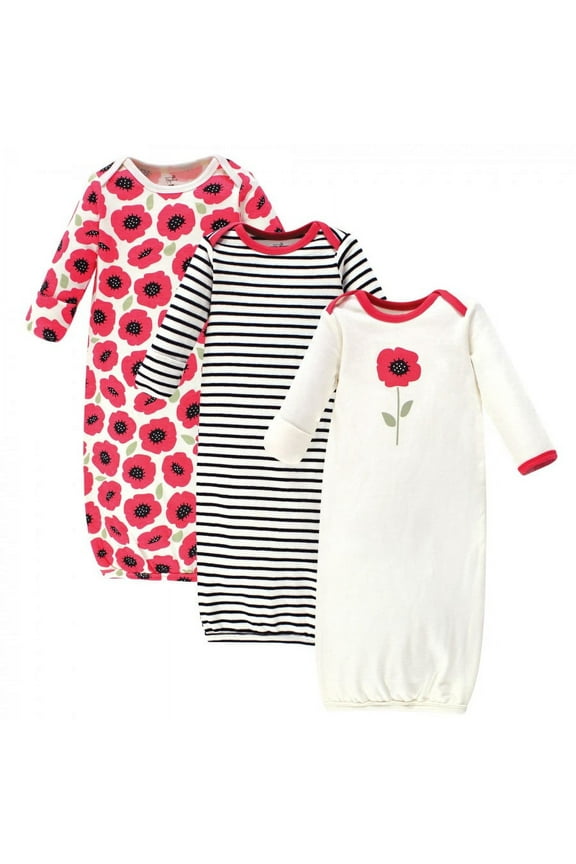 Infant Girl Organic Cotton Gowns, Poppy, Preemie/Newborn