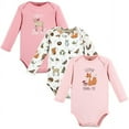 thumbnail image 1 of Touched by Nature Infant Girl Organic Cotton Long-Sleeve Bodysuits, Girl Woodland Alphabet 3-Pack, 0-3 Months, 1 of 5