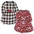 thumbnail image 1 of Touched by Nature Infant and Toddler Girl Organic Cotton Long-Sleeve Dresses, Red Winter Folk, 0-3 Months, 1 of 4