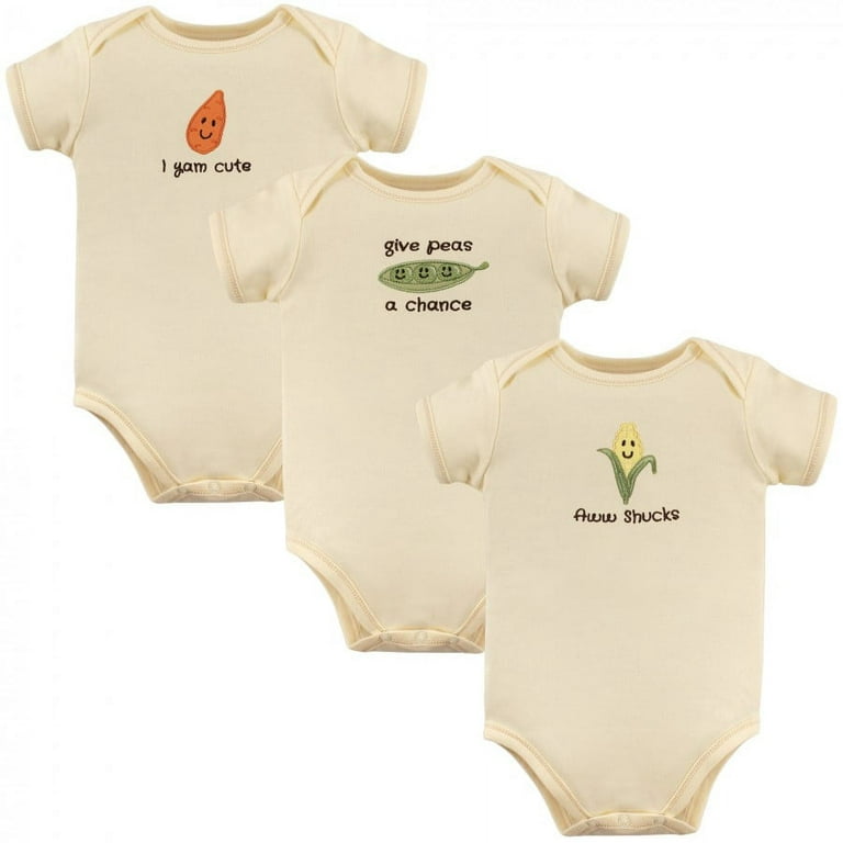 Touched by Nature Organic Cotton Bodysuits 3pk, Corn, 12-18 Months - Walmart .com