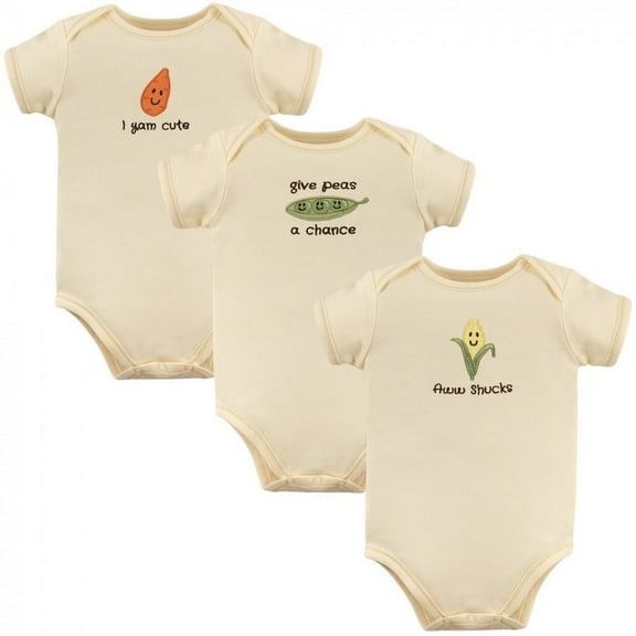 Touched by Nature Organic Cotton Bodysuits 3pk, Corn, 12-18 Months
