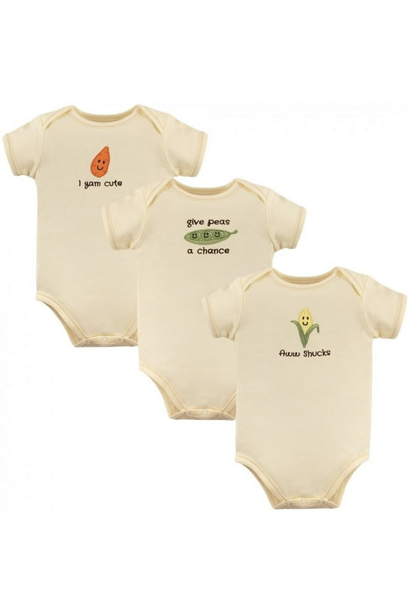 Organic Cotton Bodysuits 3pk, Corn, 12-18 Months
