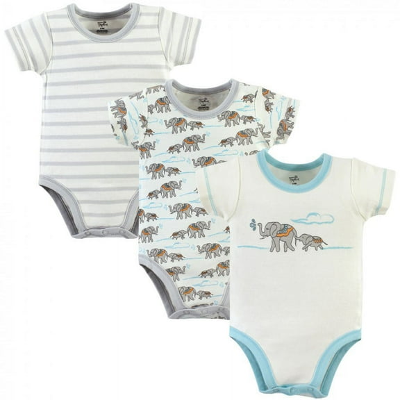 Touched by Nature Organic Cotton Bodysuits 3pk, Mint Elephant, 3-6 Months