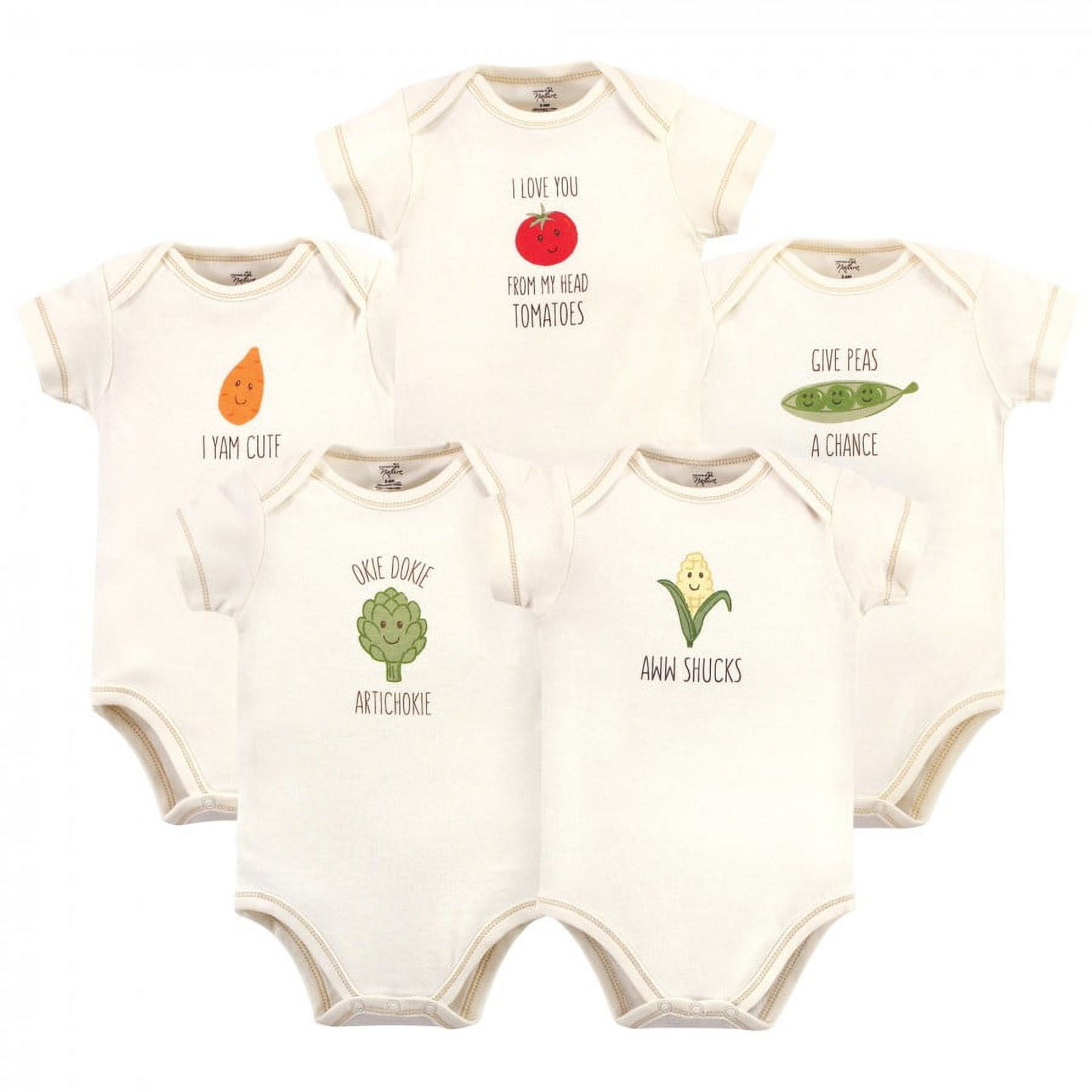 Touched by Nature Organic Cotton Bodysuits 5pk, Corn, 9-12 Months
