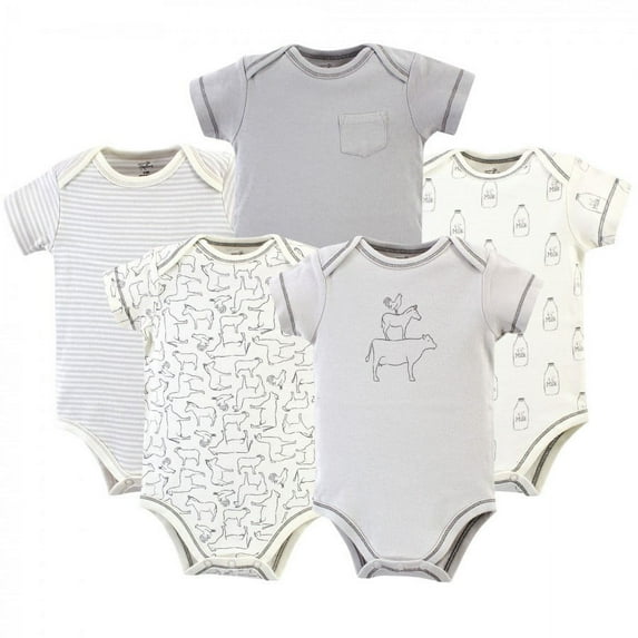 Touched by Nature Organic Cotton Bodysuits 5pk, Farm Friends, 3-6 Months