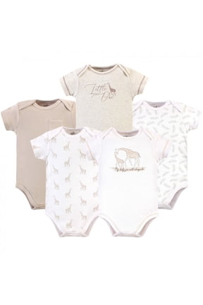 Organic Cotton Bodysuits 5pk, Little Giraffe, 3-6 Months