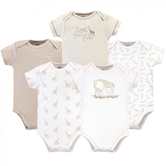Touched by Nature Organic Cotton Bodysuits 5pk, Little Giraffe, 6-9 Months
