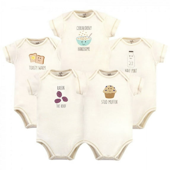 Touched by Nature Organic Cotton Bodysuits 5pk, Muffin, 3-6 Months