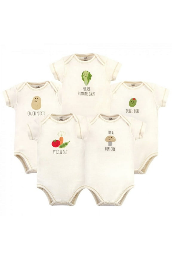 Organic Cotton Bodysuits 5pk, Mushroom, 0-3 Months