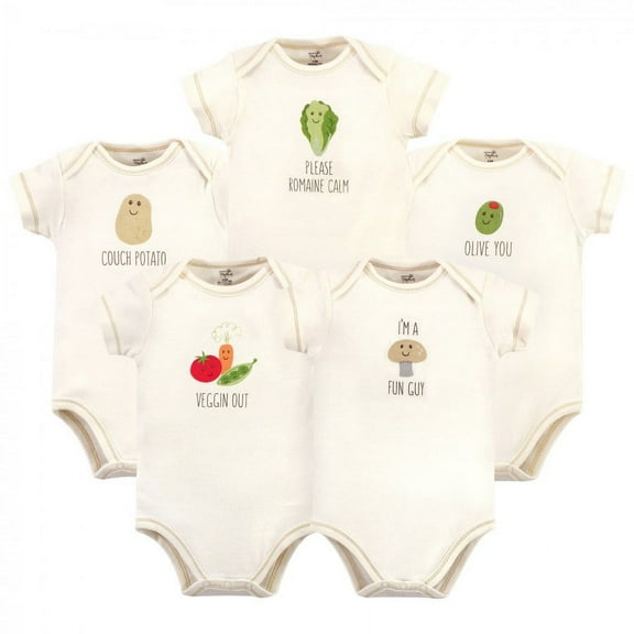 Touched by Nature Organic Cotton Bodysuits 5pk, Mushroom, Preemie