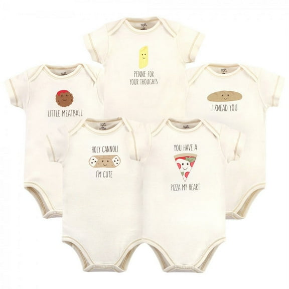 Touched by Nature Organic Cotton Bodysuits 5pk, Pizza, Preemie