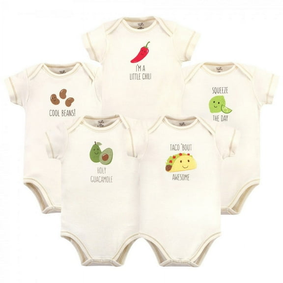 Touched by Nature Organic Cotton Bodysuits 5pk, Taco, 18-24 Months