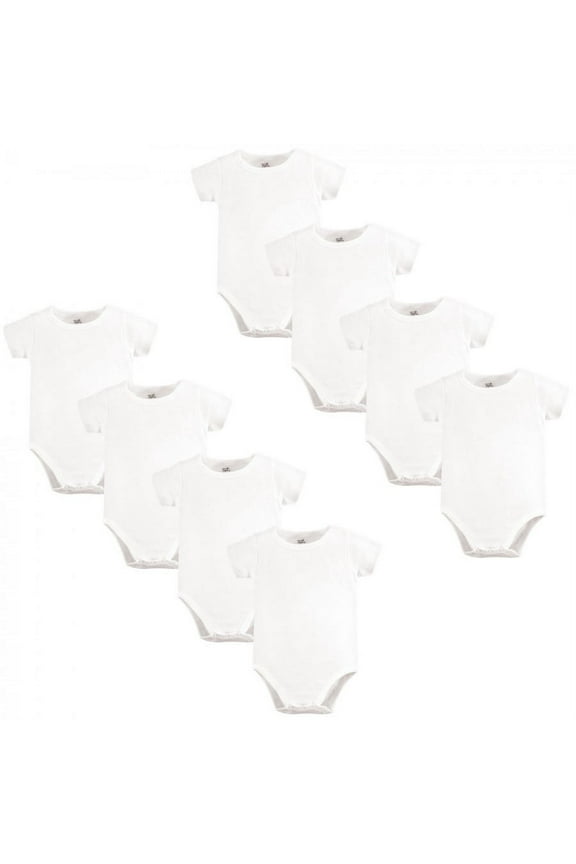 Organic Cotton Bodysuits 8pk, White, 6-9 Months